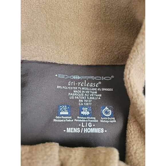 Exofficio Vest Mens L Brown Full Zip Pockets Wool Blend Outdoor Hiking Dad EUC - Picture 2 of 14